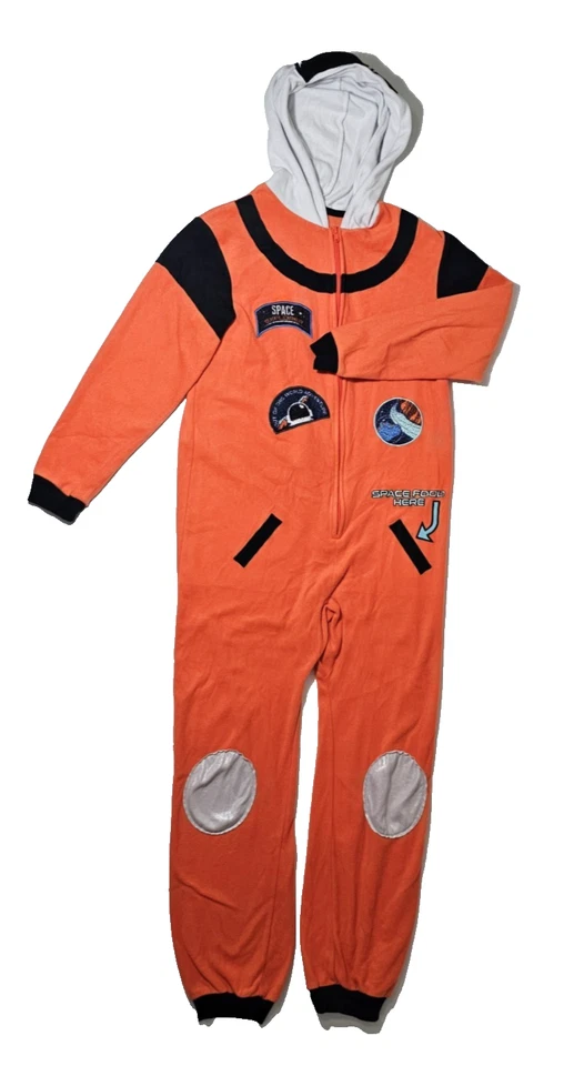 Ropa de dormir con capucha polar naranja CAT & JACK para niños Space Explorer talla L (12/14) Foto 1 de 4