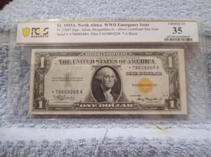 $1.00 1935A North Africa (STAR NOTE) Silver Certificate~NEW PCGS-35 Holder.!! - Picture 1 of 1