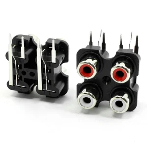 2x Conector doble RCA (4 rca ) hembra Stereo doble soldar aereo montaje panel - Imagen 1 de 5
