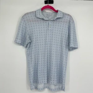 Peter Millar Polo Shirt Size S Blue Skull Coffee Mug Pattern Performance Golf SS - Picture 1 of 8