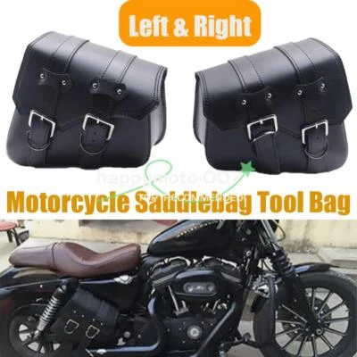 Motorcycle Side Saddlebag PU Leather For Harley Davidson Sportster XL883 XL1200 - Image 1 of 4