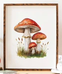 Pilz Kunstdruck, Botanische Pilze Kunstdruck, Wandbild Deko Druck - Bild 1 von 2