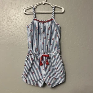 Cat & Jack Striped Blue and white with Red Star Kids Romper size XS 4/5 - Picture 1 of 15