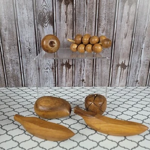 Vintage Mid Century Modern MCM Wooden Fruit lot Grapes Banana Apple Mango - Picture 1 of 13
