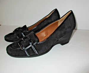 Sofft Black Leather Wedge Buckle Shoes size 9 M - Picture 1 of 10