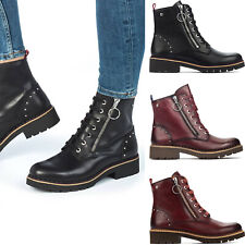 Women Pikolinos Vicar Boots Lace Up Leather Ankle Boots with Zipper NEW