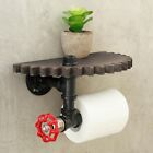 Rustic Wooden Wall Mount Shelf With Industrial Pipe Bracket For Bathroom Décor