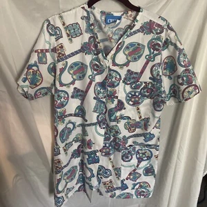 Scrub Jacket Women's Crest Size XS Snap Up - Picture 1 of 4