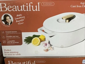 Beautiful 6 Quart Enamel Dutch Oven, White Icing by Drew Barrymore - Picture 1 of 1