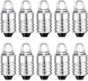 10 Pieces E10 LED Bulbs 3 Volt Miniature Flashlight E10 Replacement Bulbs Mini L - Picture 1 of 12