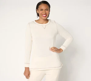 Cuddl Duds Brushed Sweater Crew Neck Cream Small - Picture 1 of 2