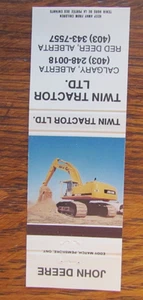 JOHN DEERE CONSTRUCTION EQUIPMENT MATCHBOOK COVER: CALGARY & RED DEER, ALBERTA A - Picture 1 of 2