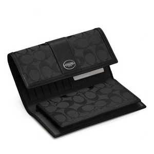 Coach NWT Legacy Signature Checkbook Wallet in Black - Picture 1 of 14