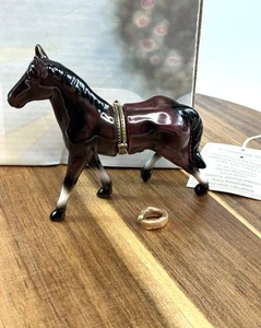 Porcelain Hinged Trinket Box Horse And Horseshoe - Picture 1 of 7