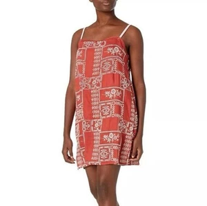 Lucky Brand Mini Dress Womens Small Red Cami Strappy Sleeveless Embroidered Boho - Picture 1 of 13