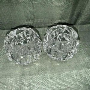 "Juego de 2 candelabros votivos de 3"" facetados de vidrio cristal corte roca Tiffany & Co." - Imagen 1 de 11