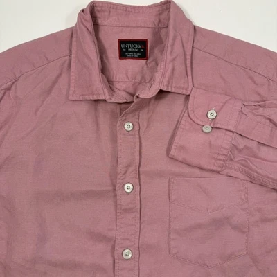 Camisa masculina UNTUCKit linho tencel botão rosa média - Imagem 1 de 4
