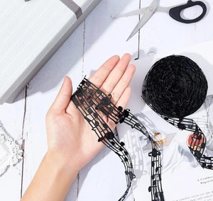 ✂️ Shappy: Musik Notenband ~ schwarz 20 Yards/Rolle - Bild 1 von 3