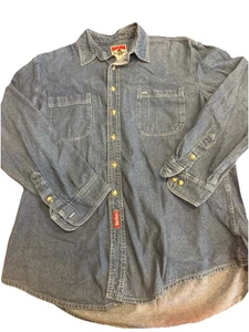 Vintage Marlboro Jean Shirt Mens XL Blue Button Up Denim Made in USA 90s - Picture 1 of 4
