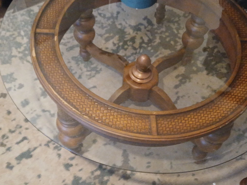 Ashley Furniture,  4-Piece Set, 3 End Tables And Round Glass Top Coffee Table - Image 1 of 4