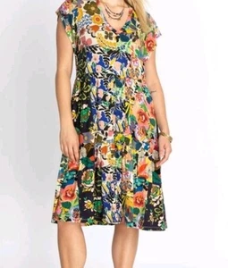 Johnny Was Chelsea Garden mehrstufiges wadenlanges Boho-Kleid Übergröße 3X - Bild 1 von 7