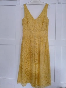 Oasis Floral Midi Dress - UK 10 - Yellow - Picture 1 of 4