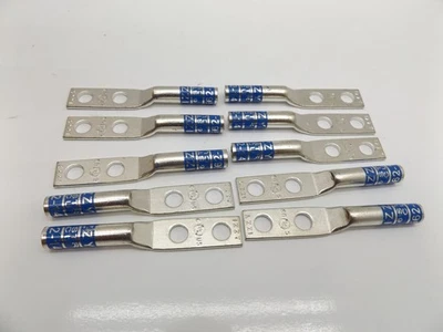 (10) Izzy i62-14 Copper Lugs #6 Stranded With 2 Holes 1/4" Crimp Die Blue New!!! - Image 1 of 3