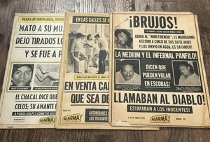 Vintage ALARMA Mexican Yellow News Magazines ~ Sleaze Tabloid Death Photos 1970s - Picture 1 of 16