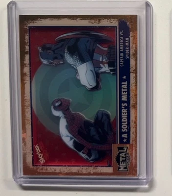 Spider Man 2024 Upper Deck Marvel Metal Avengers A Soldier’S Metal #SM17 BLN - Image 1 of 2