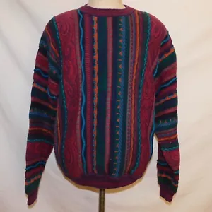 Vtg Boston Traders Mens XL Chunky 3D Knit Sweater Cotton Pullover Coogi Style - Picture 1 of 7