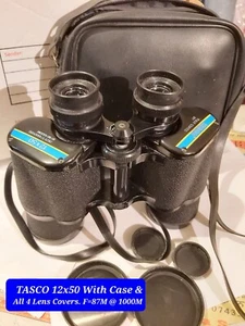 TASCO 12x50 Binoculars No.317 with Case & All Lens Covers Fully Coated Exc. Con. - Picture 1 of 15