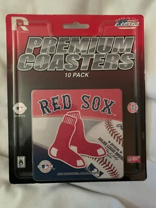 RED SOX PREMIUM COASTERS SET OF 10 BASEBALL Fan MLB Licensed Sports Party - Picture 1 of 2