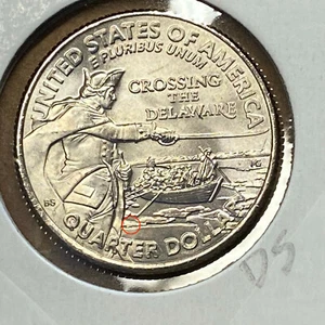 2021 25 ¢ Washington Crosses the Delaware Error con dos troqueles cabello y hielo D5 - Imagen 1 de 2