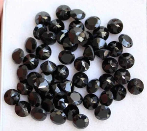 41.00 Ct 5 Mm Genuine Natural Black Spinel Round Faceted Diamond Cut Loose Stone - Picture 1 of 3