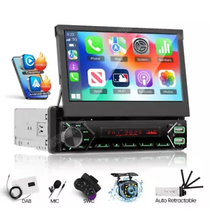 1 DIN 7" Elektrischer Flip Out Autoradio mit DAB+ Wireless Carplay Android Auto - Bild 1 von 24