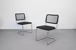 1/8 Thonet S32 N Schwarz Chrom Netz Freischwinger Stuhl Chair - Bild 1 von 18