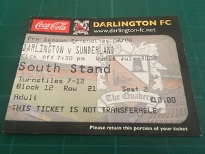 2007/08 - PRE SEASON FRIENDLY - DARLINGTON v SUNDERLAND - TICKET STUB - Bild 1 von 2