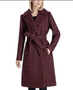 ANNE KLEIN Wool Blend wrap Belted Notch Collar Coat size 12 - Picture 1 of 16