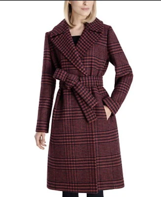 ANNE KLEIN Wool Blend wrap Belted Notch Collar Coat size 12 - Image 1 of 4