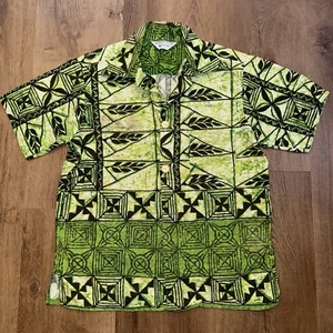 Vtg 60s 70s JCPenney Shirt Barkcloth Cotton Hawaiian Surf USA Hippie Mens Medium - Picture 1 of 13