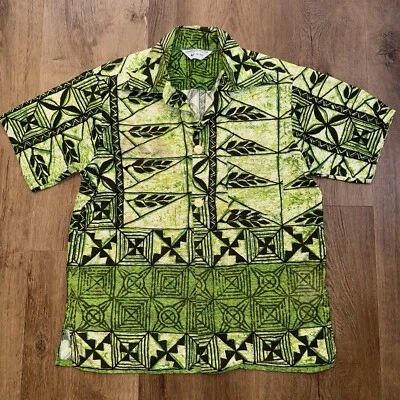 JCPenney Hawaiian Shirt Barkcloth Cotton Vintage Surf USA Hippie 70s Mens Medium - Image 1 of 4