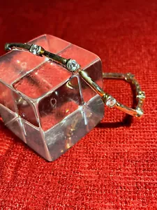 VINTAGE LINK STERLING SILVER BRACELET WITH CZ ACCENTS - 7 1/2" - Picture 1 of 5