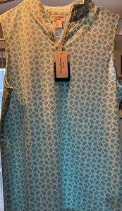 Tommy Bahama Active Women’s Sleeveless Polo Mint/white Geo Print 1/4 Zip Sz S - Picture 1 of 4