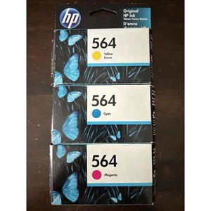 HP 564 Ink Cartridges Magenta Yellow Cyan DeskJet OfficeJet Tricolor Exp22-23 - Picture 1 of 4