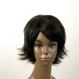 perruque afro femme 100% cheveux naturel méchée noir/cuivré KITTY 04/1b30 - Picture 1 of 9
