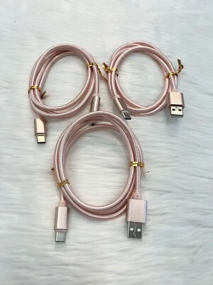 3 Pack 3ft USB to Type C Cable Fast Charger Charging Data Sync Fabric Cord - Image 1 of 3