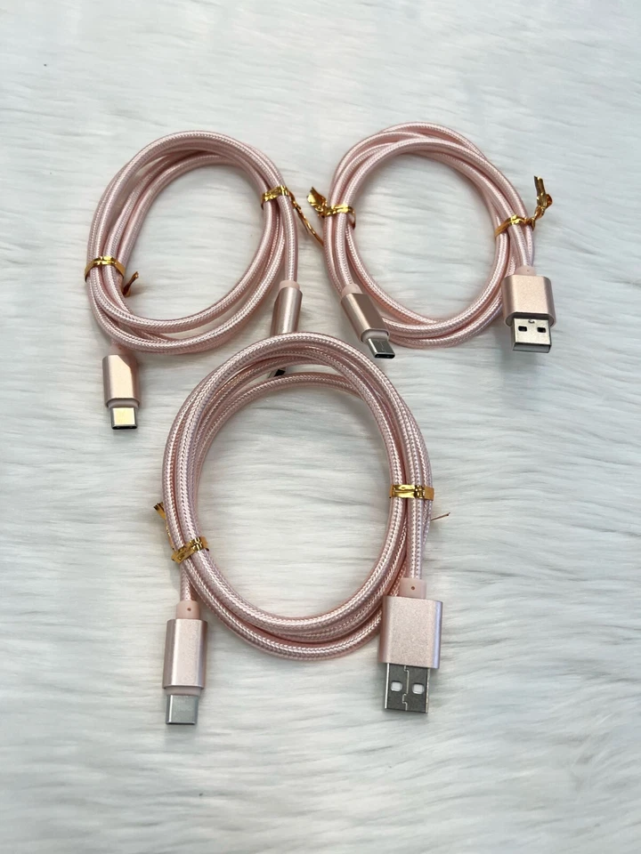 3 Pack 3ft USB to Type C Cable Fast Charger Charging Data Sync Fabric Cord - Image 1 of 3