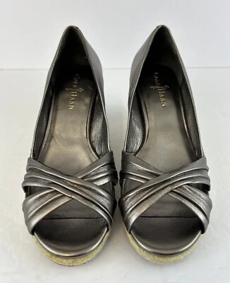 Bombas de cuña Cole Haan Air metálicas Camela Peep Toe D37204 talla 6,5 B Foto 1 de 4