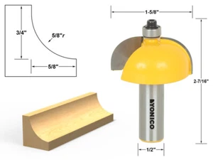 5/8" Radius Cove Edge Forming Router Bit - 1/2" Shank - Yonico 13157 - Picture 1 of 1