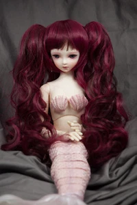 Base de peluca de muñeca + juego de 3 piezas con clip de pony - marrón Meiko borgoña BJD 6-7"" y 8-9"" talla - Imagen 1 de 1